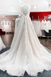 Modest Princess V-Neck Spaghetti Strap Wedding Dress with Ruffles and Lace Tulle BM bride