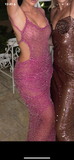 Sexy Pink Round Neck Sequin Prom Dress BM bride