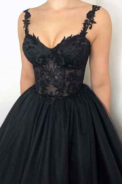 Sweetheart Spaghetti Strap Sleeveless A Lone Prom Dress With Embroidery