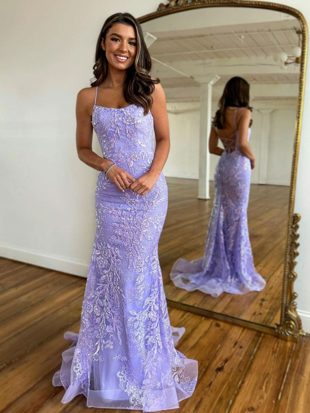 Beautiful Mermaid Scoop Lace Prom Dress BM bride
