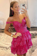 Sweetheart A-Line Short Tiered Homecoming Dress with Playful Layers BM bride