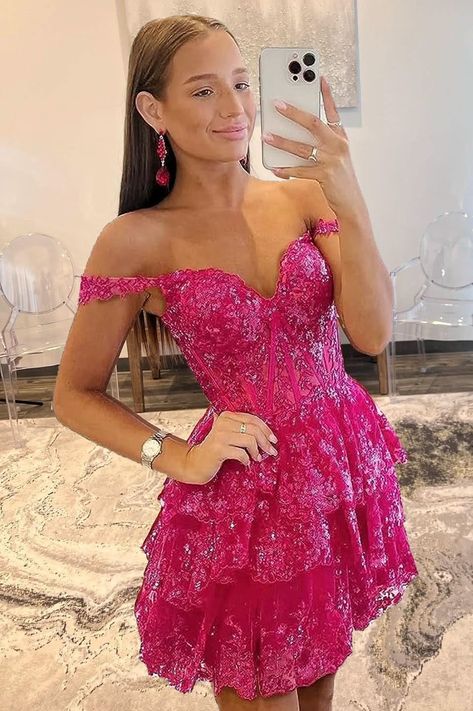 Sweetheart A-Line Short Tiered Homecoming Dress with Playful Layers BM bride