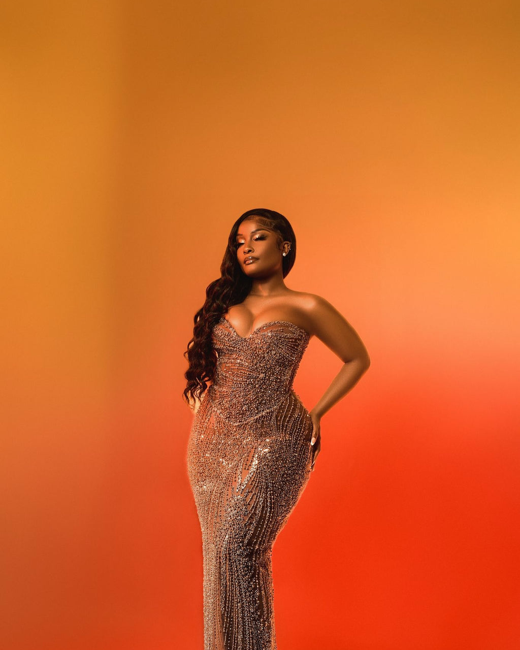The Rose Gold Radiance - 2026 Hand-Beaded Mermaid Gown: Sweetheart Neckline with Shimmering Sequin Cascade