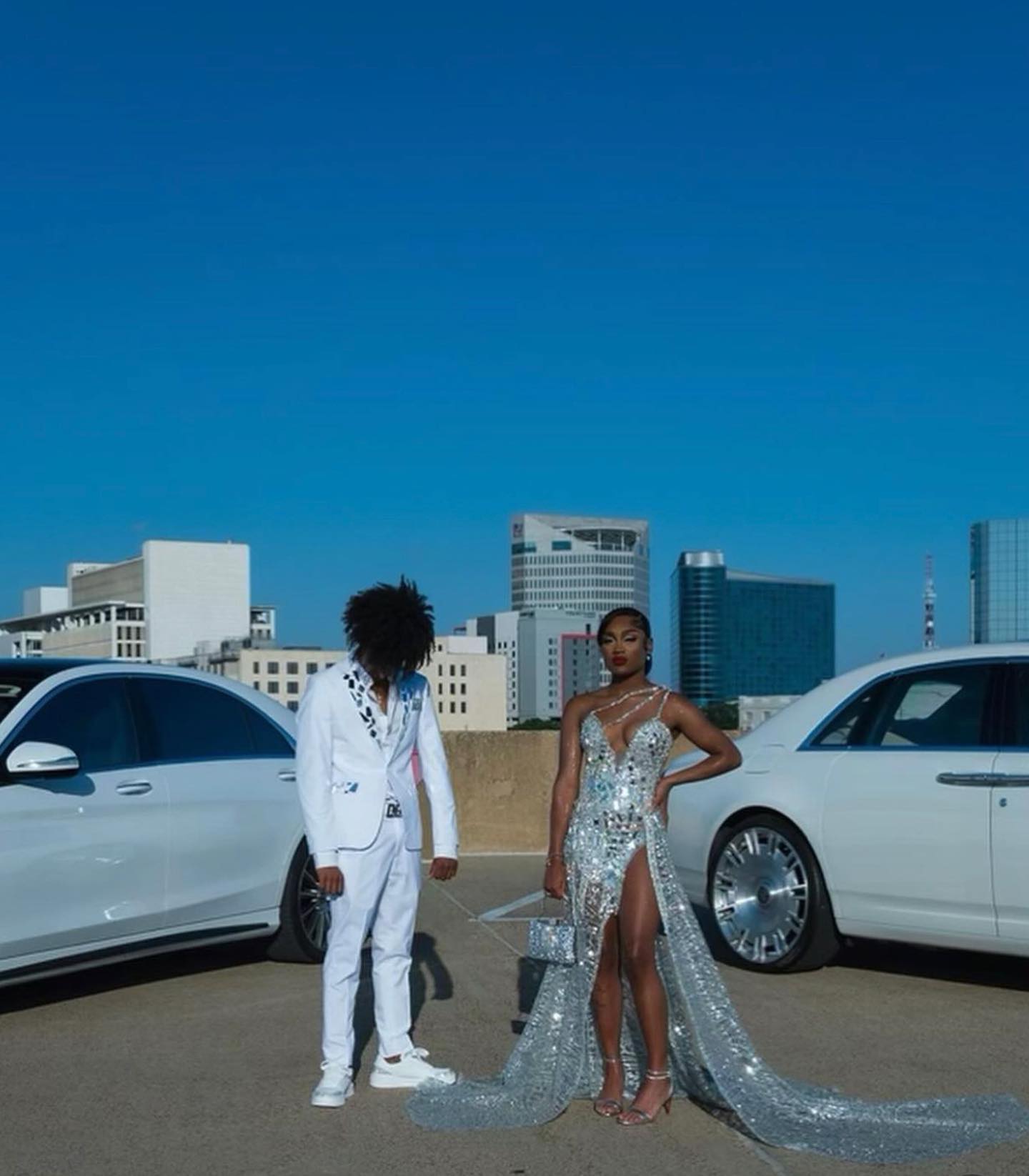 The Million Dollar - 2026 Silver Crystal Chain Illusion Mermaid Gown: Plunging V-Neckline with Crystal Chain Straps, Sheer Bodice & High Slit