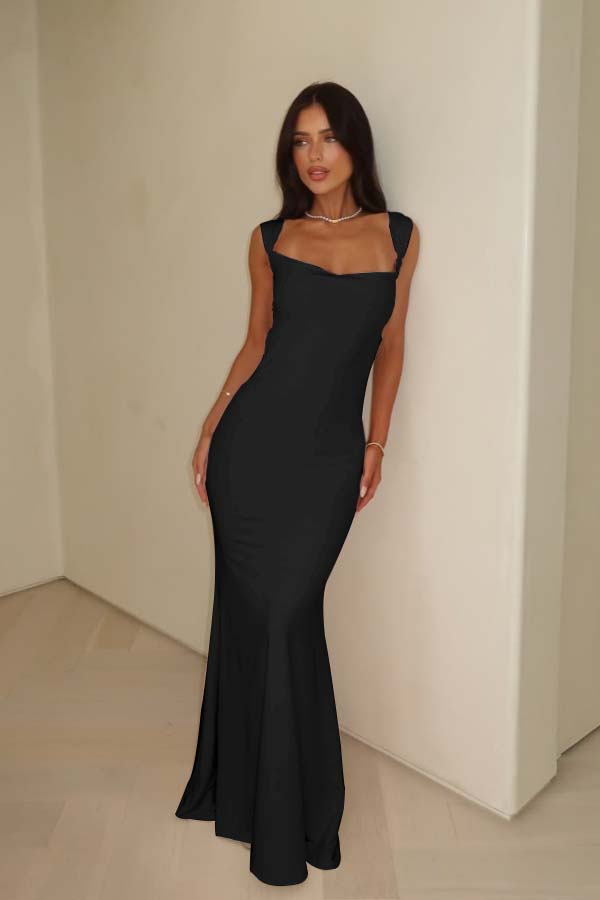 Stunning Straps Sleeveless Long Mermaid Prom Dress With Pleated BMBRIDE