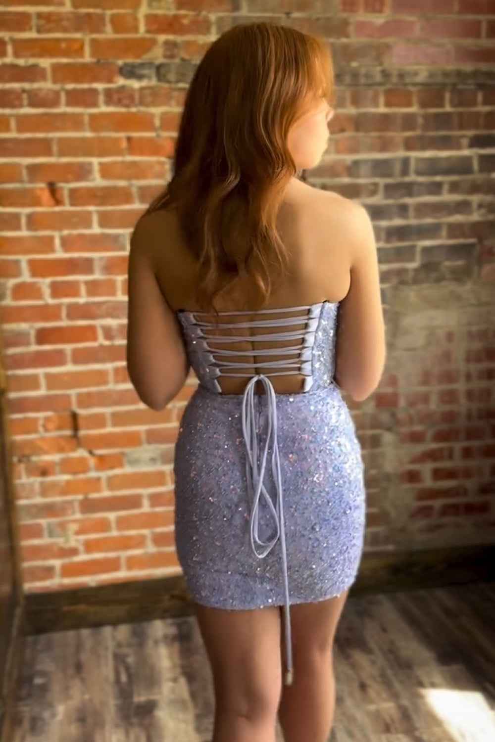 Sparkly Fuchsia Bodycon Sweetheart Sequins Corset Tight Short Homecoming Dress Bmbride