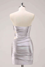 Sparkly Silver Beaded Short Tight Homecoming Dress Bmbride
