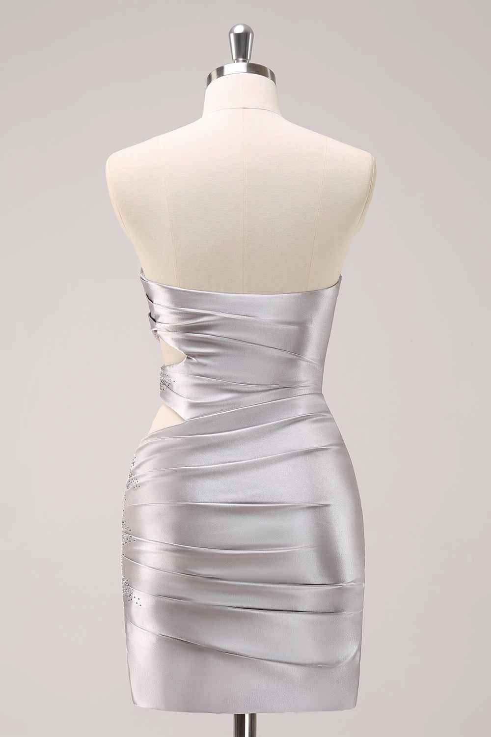 Sparkly Silver Beaded Short Tight Homecoming Dress Bmbride