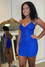 Sparkly Beaded Red Tight Short Homecoming Dress