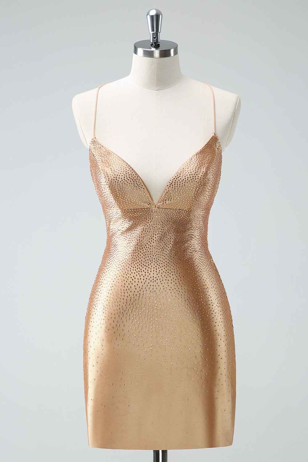 Sparkly Golden Beaded Tight Short Homecoming Dress Bmbride