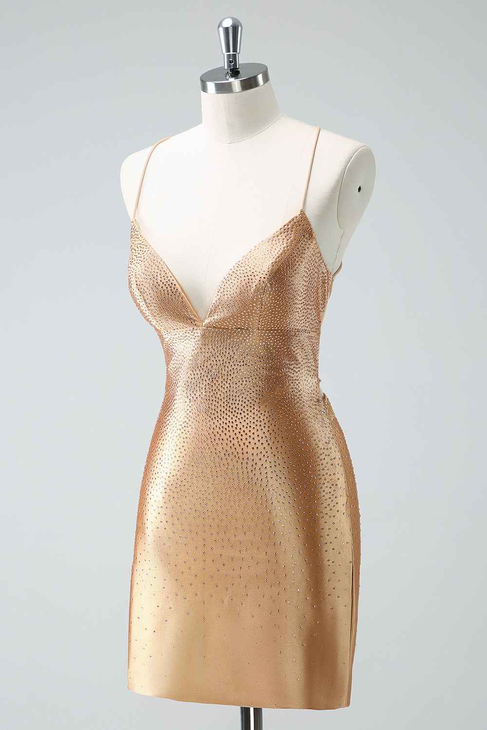 Sparkly Golden Beaded Tight Short Homecoming Dress Bmbride