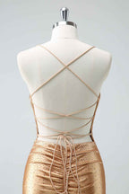 Sparkly Golden Beaded Tight Short Homecoming Dress Bmbride