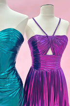 Silver A Line Halter Short Homecoming Dress Bmbride