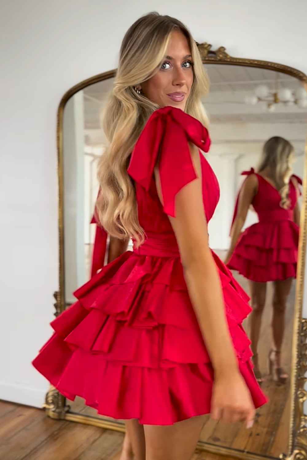 Blue A Line Short Homecoming Dress With Ruffles