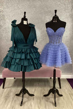 Red A Line Short Homecoming Dress With Ruffles