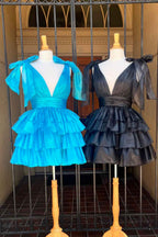 Royal Blue A Line Short Homecoming Dress With Ruffles Bmbride
