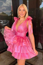 Royal Blue A Line Short Homecoming Dress With Ruffles Bmbride