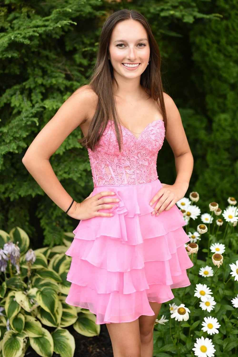 Sparkly Lilac Corset Beaded A Line Short Homecoming Dress with Ruffles Bmbride