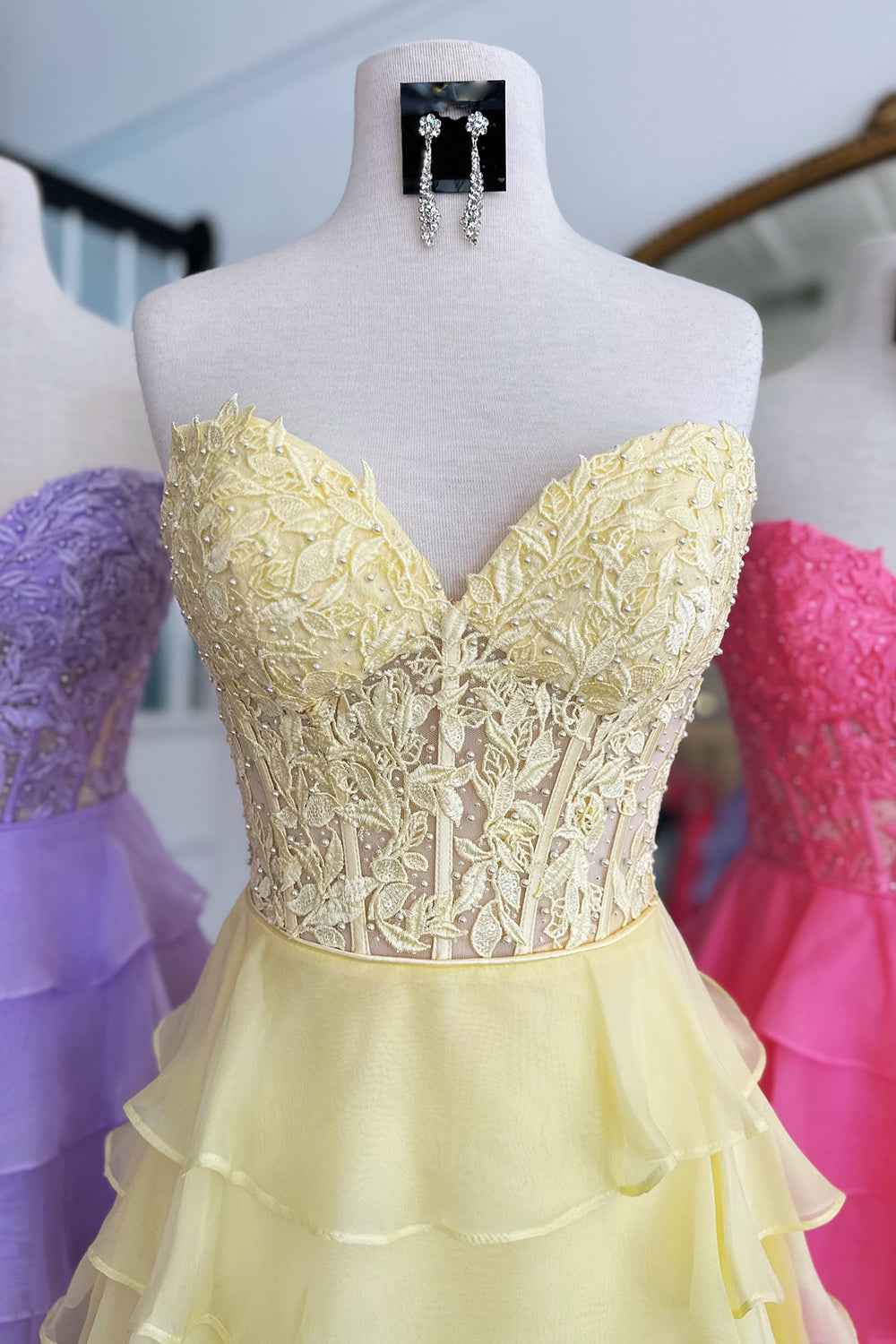 Sparkly Lilac Corset Beaded A Line Short Homecoming Dress with Ruffles Bmbride