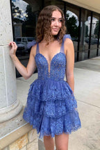Sparkly Blue Sequins A Line Short Homecoming Dress Bmbride