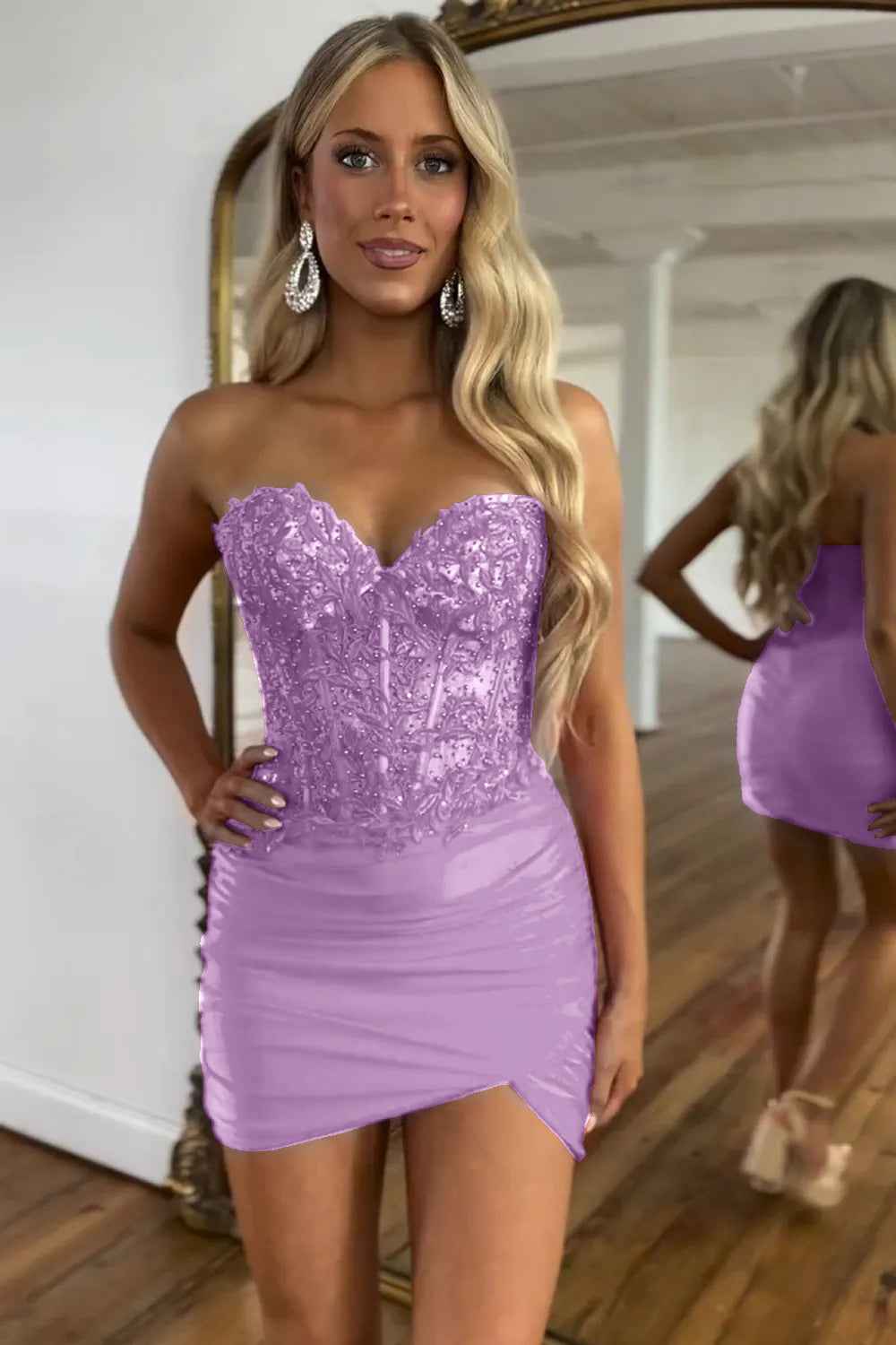 Fuchsia Sweetheart Tight Corset Homecoming Dress with Beading