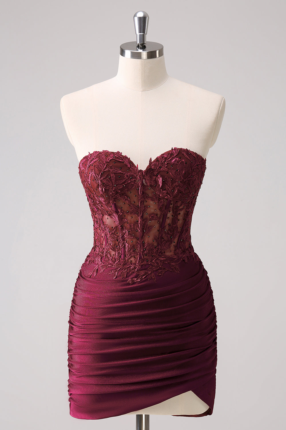 Fuchsia Sweetheart Tight Corset Homecoming Dress with Beading BMBRIDE
