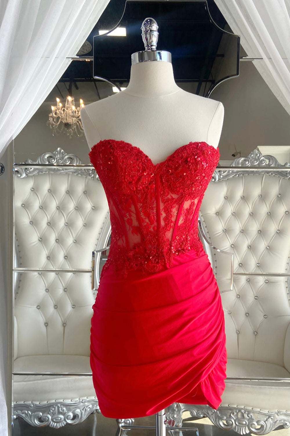 Fuchsia Sweetheart Tight Corset Homecoming Dress with Beading BMBRIDE