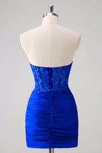 Fuchsia Sweetheart Tight Corset Homecoming Dress with Beading BMBRIDE