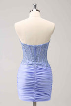 Fuchsia Sweetheart Tight Corset Homecoming Dress with Beading