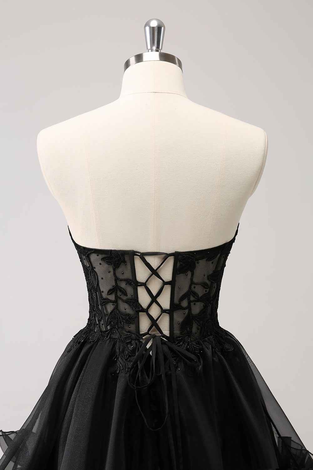 Cute Pink Strapless Corset A Line Tiered Short Homecoming Dress