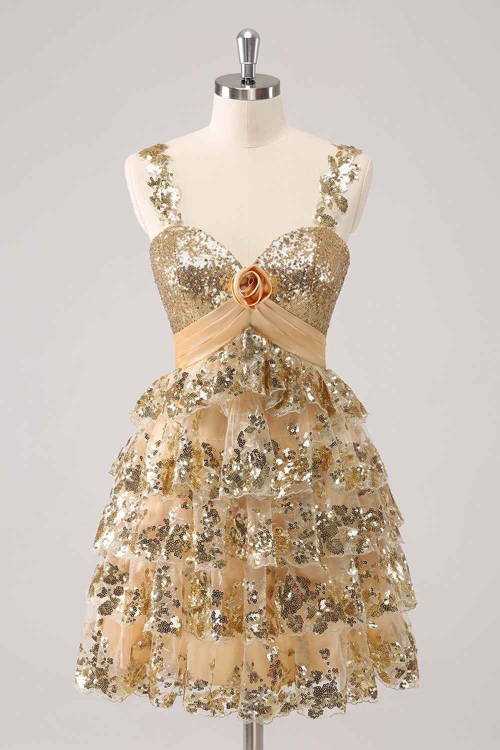 Sparkly Blue A Line Sequins Short Ruffled Homecoming Dress Bmbride