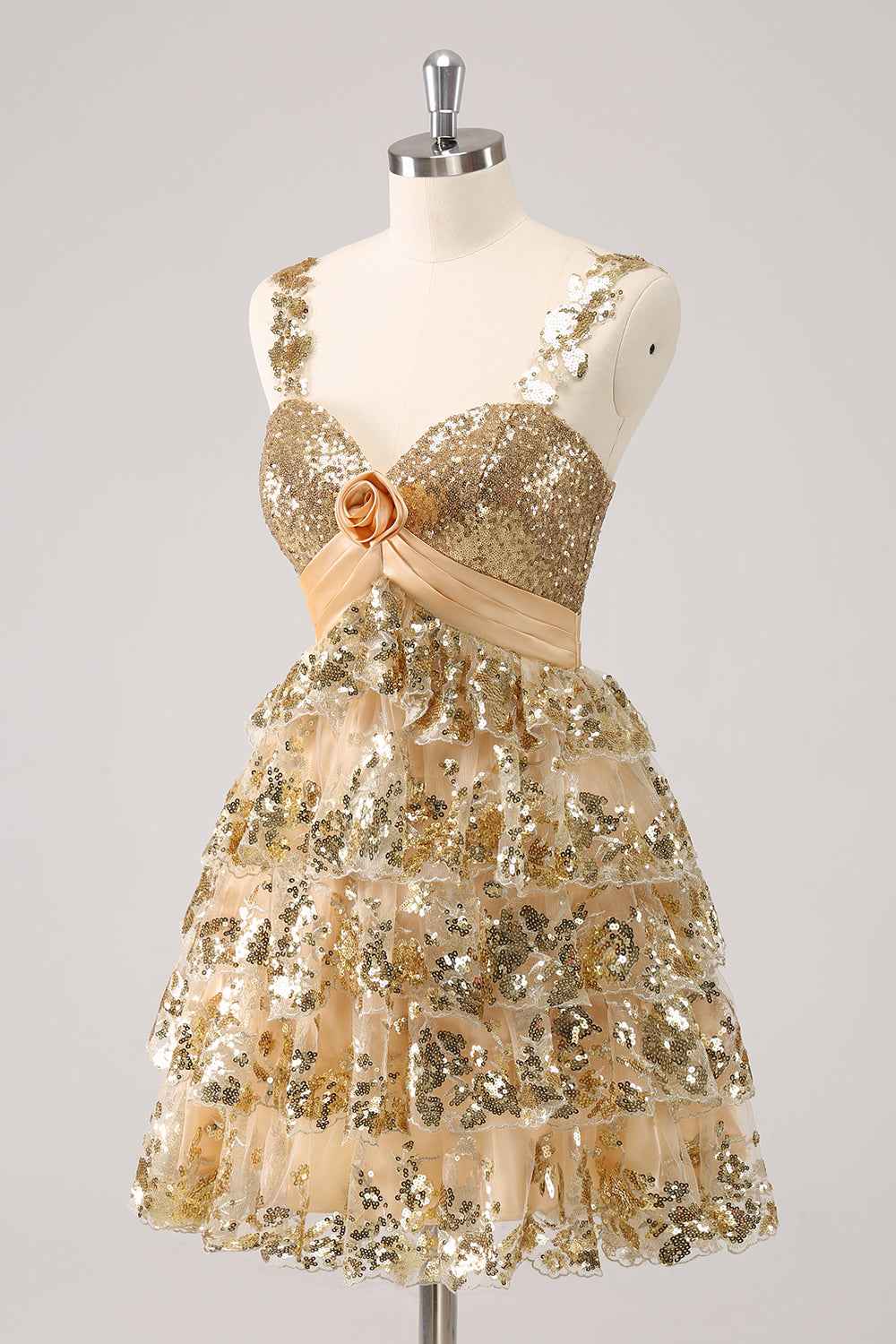 Sparkly Blue A Line Sequins Short Ruffled Homecoming Dress Bmbride