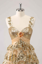 Sparkly Blue A Line Sequins Short Ruffled Homecoming Dress Bmbride