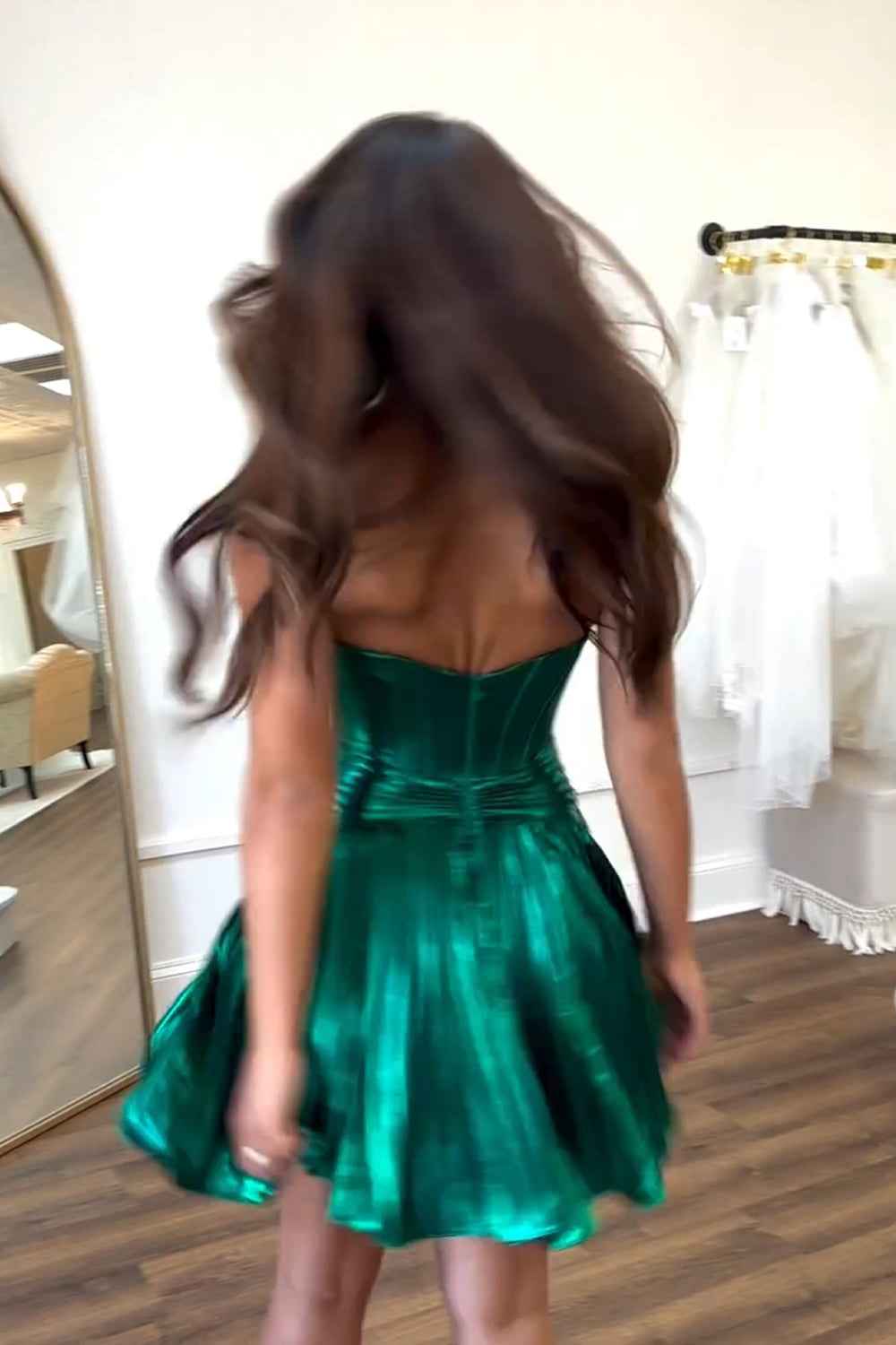Dark Green Corset Sweetheart A Line Short Homecoming Dress Bmbride