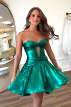 Dark Green Corset Sweetheart A Line Short Homecoming Dress Bmbride