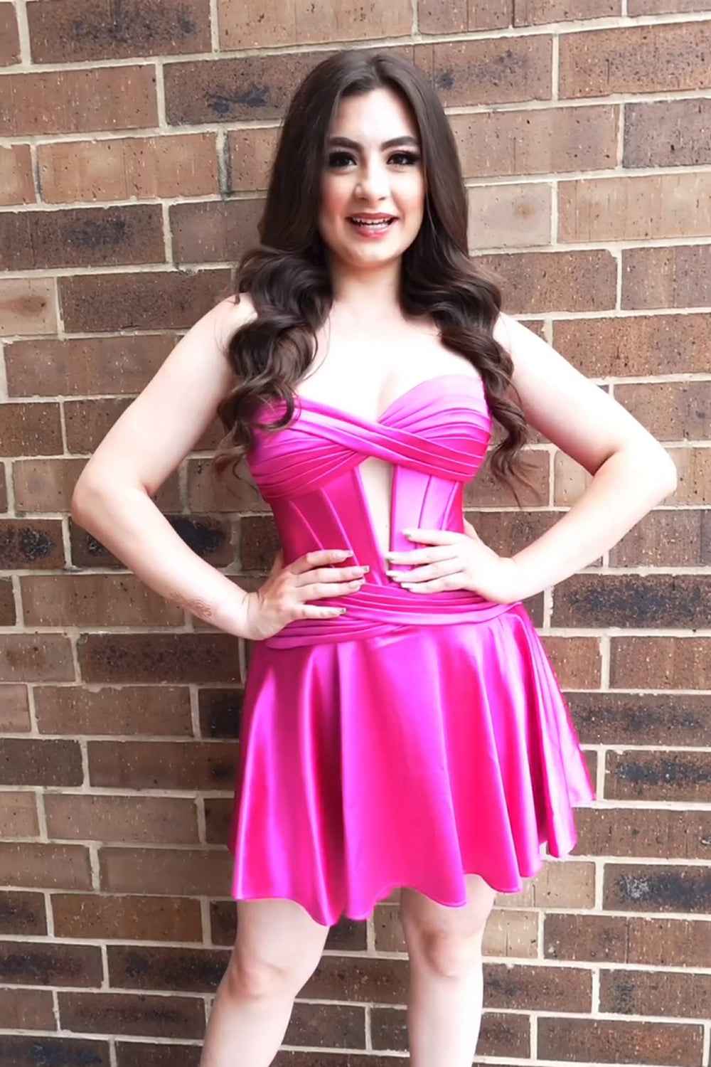 Fuchsia Sweetheart Corset A Line Short Homecoming Dress Bmbride