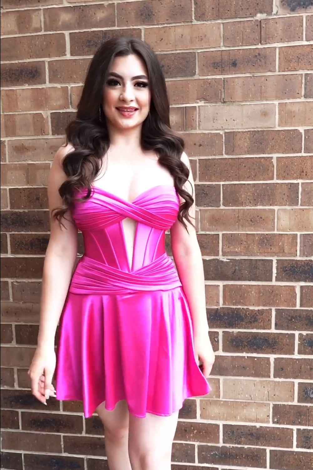 Fuchsia Sweetheart Corset A Line Short Homecoming Dress Bmbride