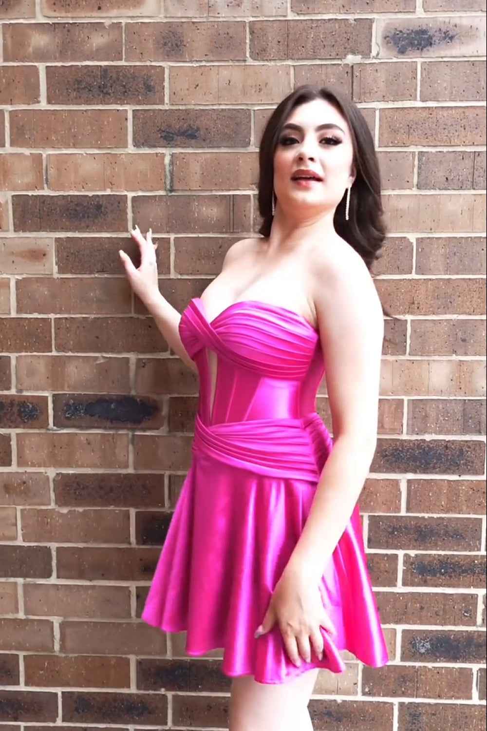 Fuchsia Sweetheart Corset A Line Short Homecoming Dress Bmbride