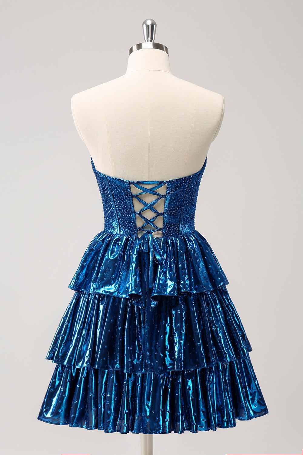 Sparkly Peacock Blue Sweetheart Ruffled Short Homecoming Dress Bmbride