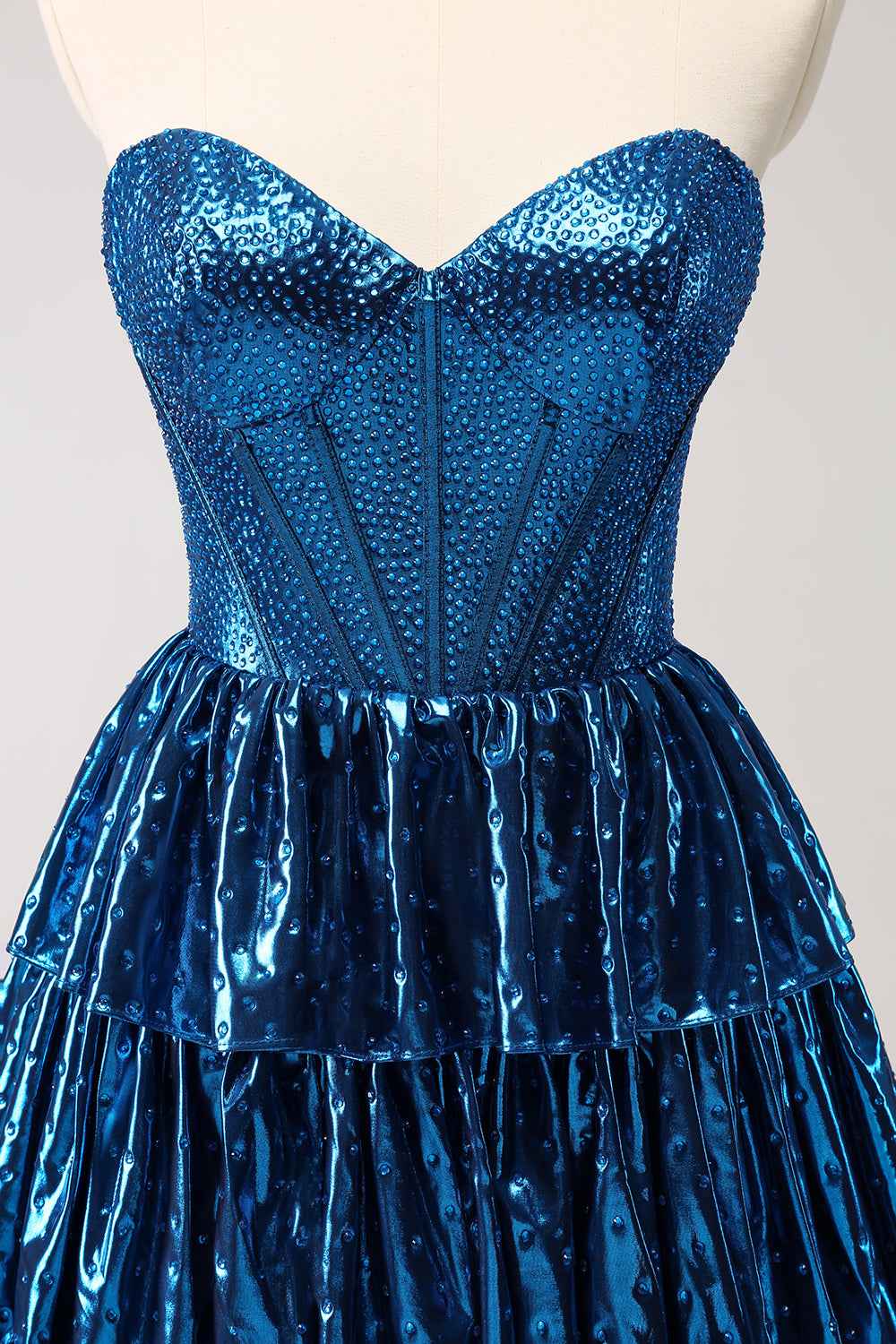 Sparkly Peacock Blue Sweetheart Ruffled Short Homecoming Dress Bmbride