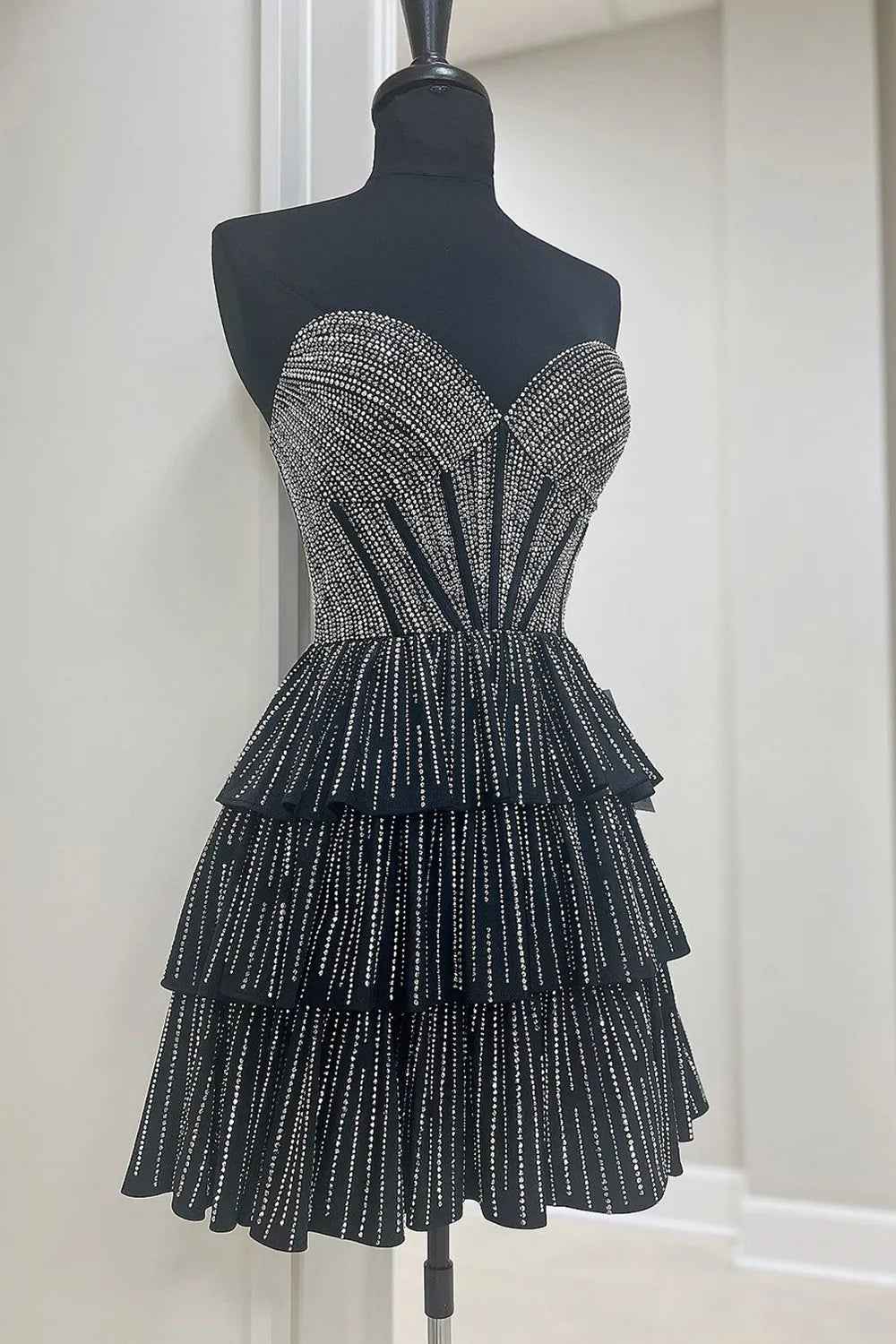 Sparkly Grey Sweetheart Ruffled Short Homecoming Dress Bmbride