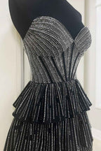 Sparkly Grey Sweetheart Ruffled Short Homecoming Dress Bmbride