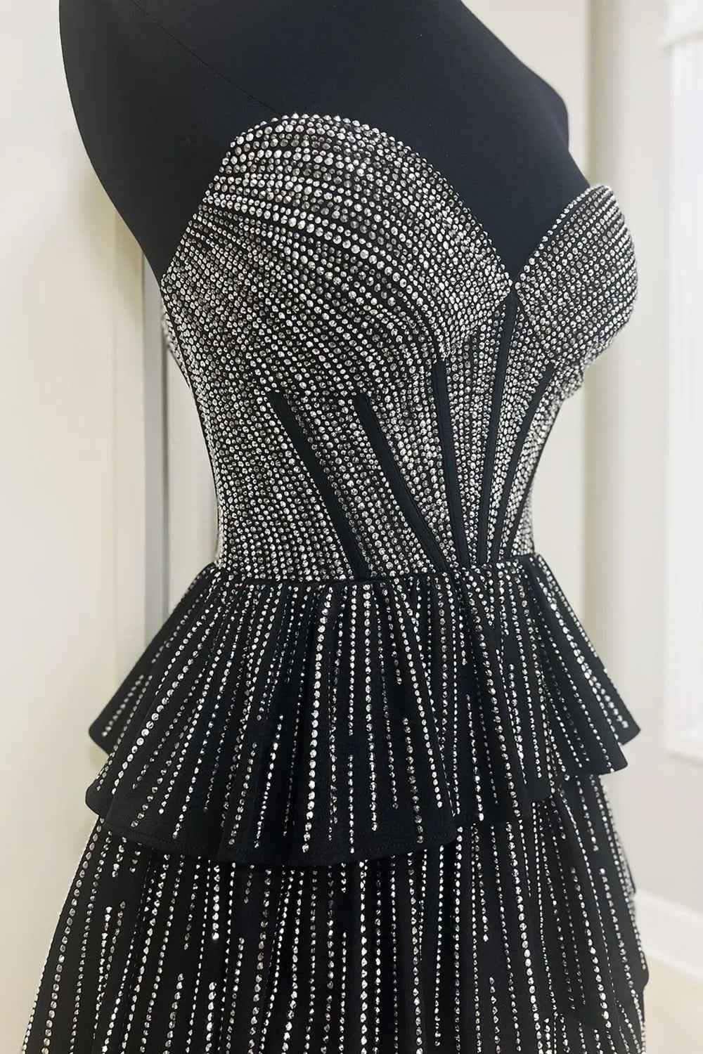 Sparkly Navy Sweetheart Corset Short Homecoming Dress With Ruffles