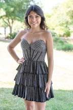 Sparkly Grey Sweetheart Ruffled Short Homecoming Dress Bmbride