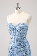 Fuchsia Sparkly Corset Tight Short Homecoming Dress with Beadings Bmbride