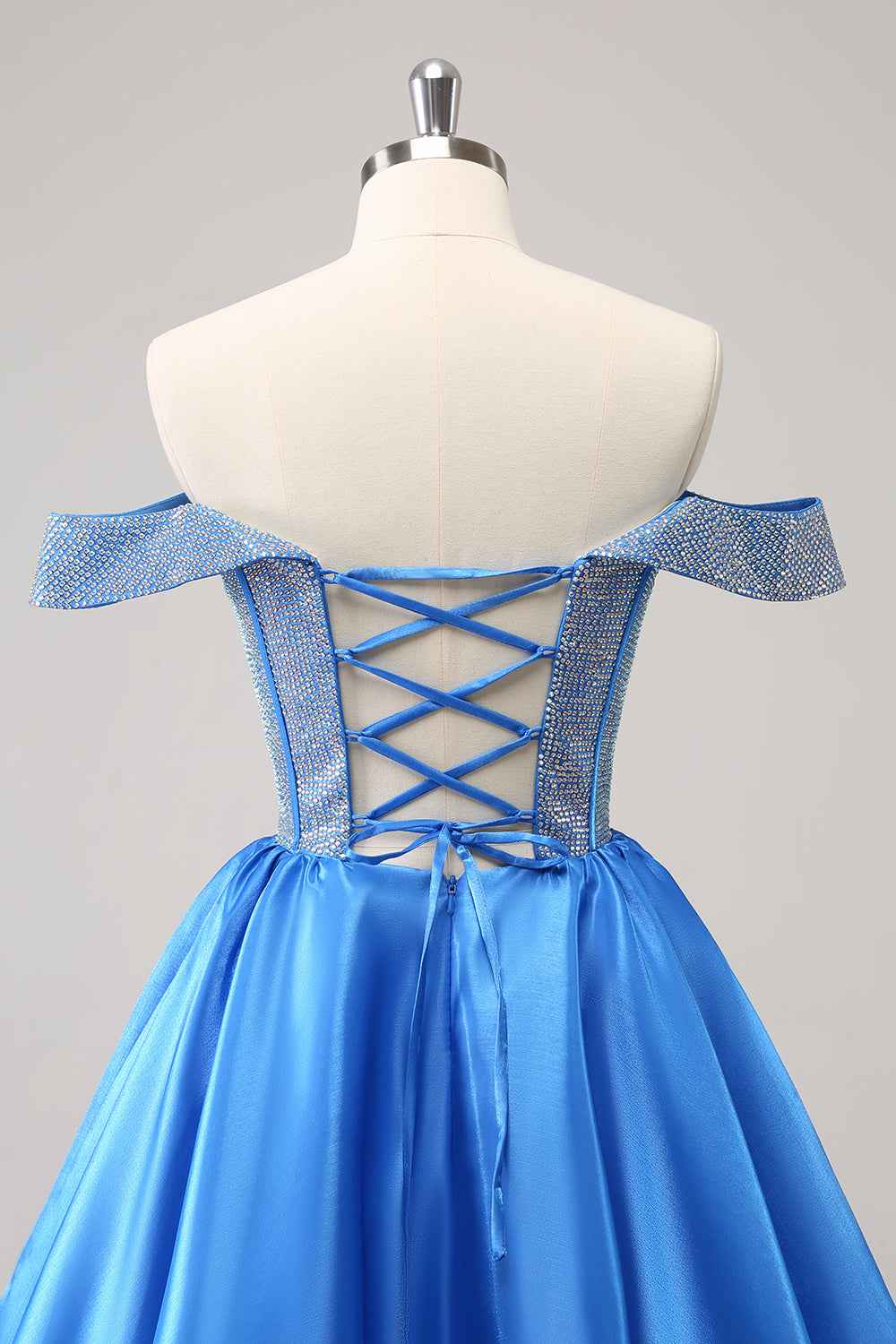 Red Sparkly Off The Shoulder Corset A Line Short Homecoming Dress