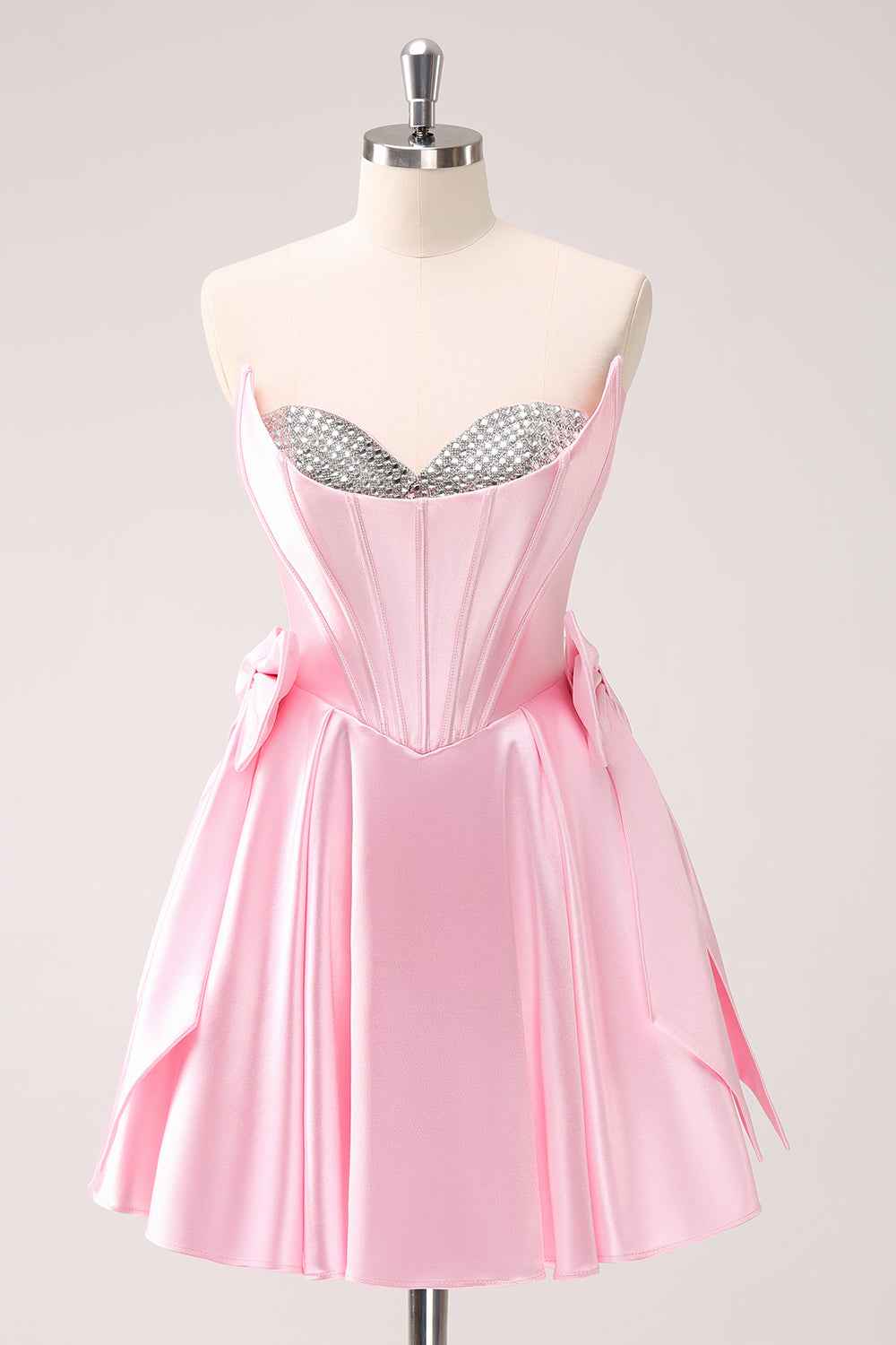 Sparkly Pink Corset Sweetheart A Line Short Homecoming Dress Bmbride
