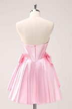 Sparkly Pink Corset Sweetheart A Line Short Homecoming Dress Bmbride