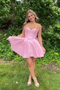 Sparkly Pink Corset Sweetheart A Line Short Homecoming Dress Bmbride