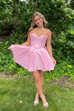 Sparkly Pink Corset Sweetheart A Line Short Homecoming Dress Bmbride